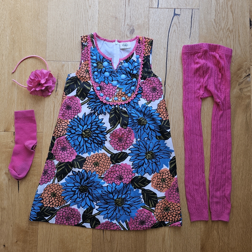 Mini Boden girl lot Size 8 9 10 Dress Footless Tights crewcuts hair band zinnia
